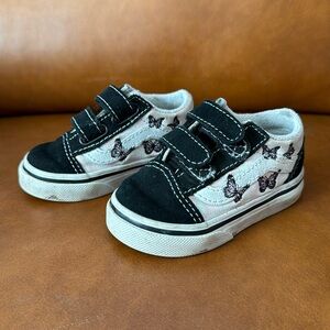 Toddler Vans size 4 pink check w butterflies